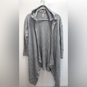 Altar’d State Intimates Gray Knit Ribbed Open Hooded Cardigan Size Medium